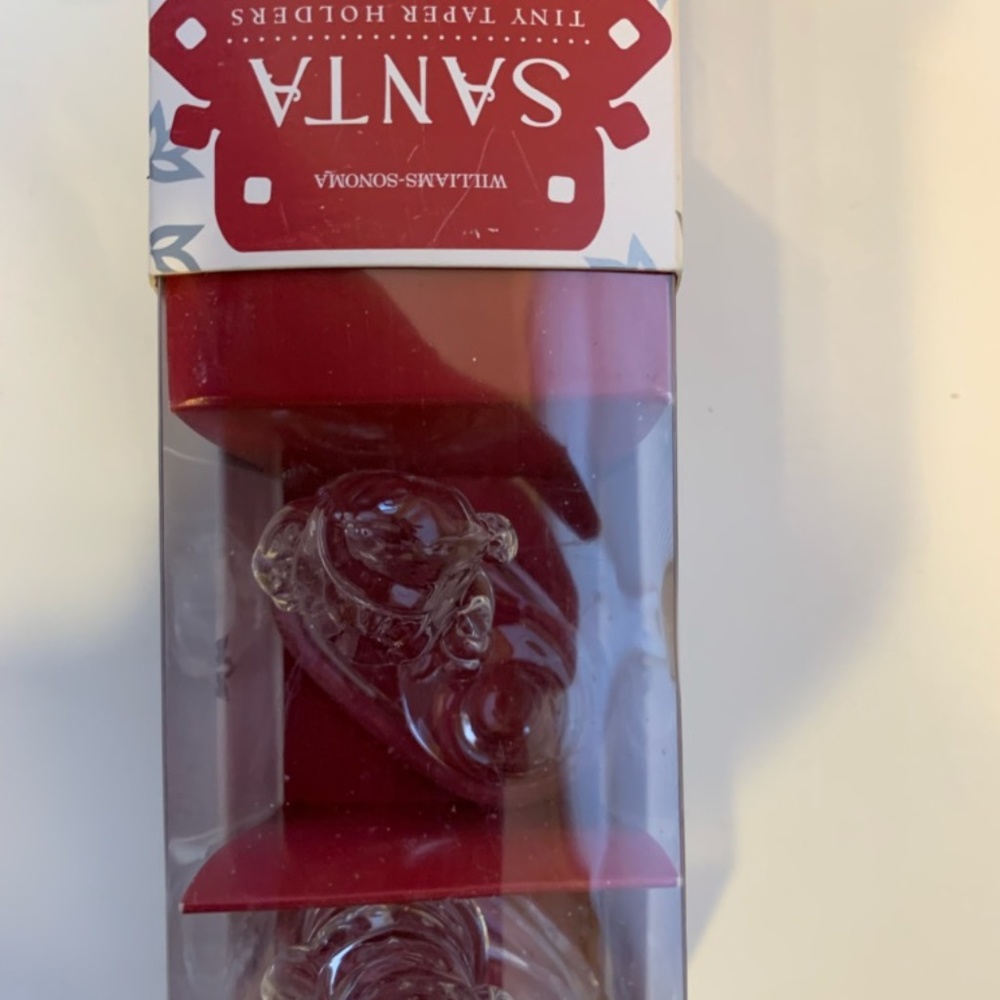 Williams Sonoma Tiny Taper Santa Glass Candle Holder